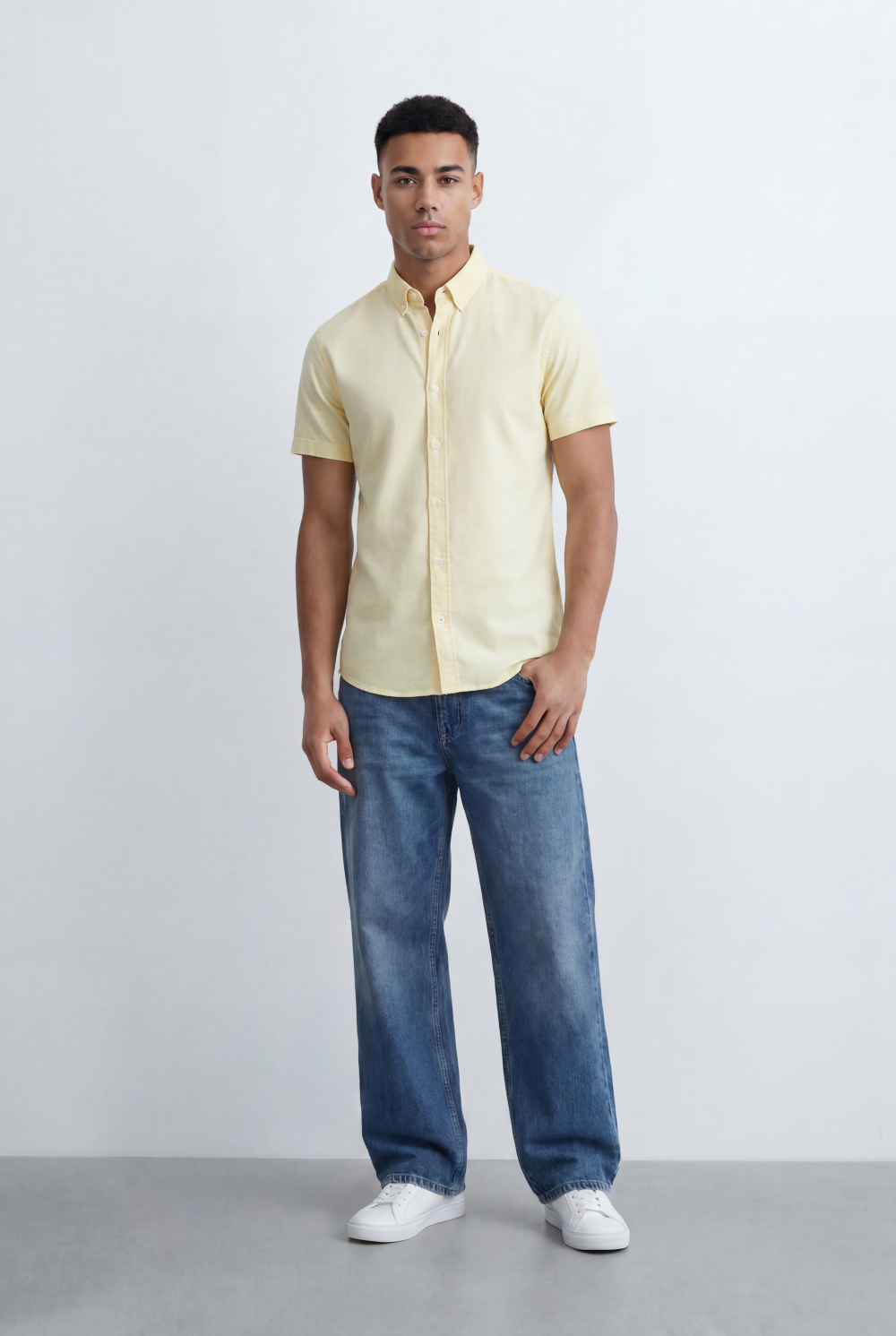 Men’s Tomato Store Oxford Slim Fit Shirt Short Sleeve Button Down Collar Lightweight Breathable Fabric