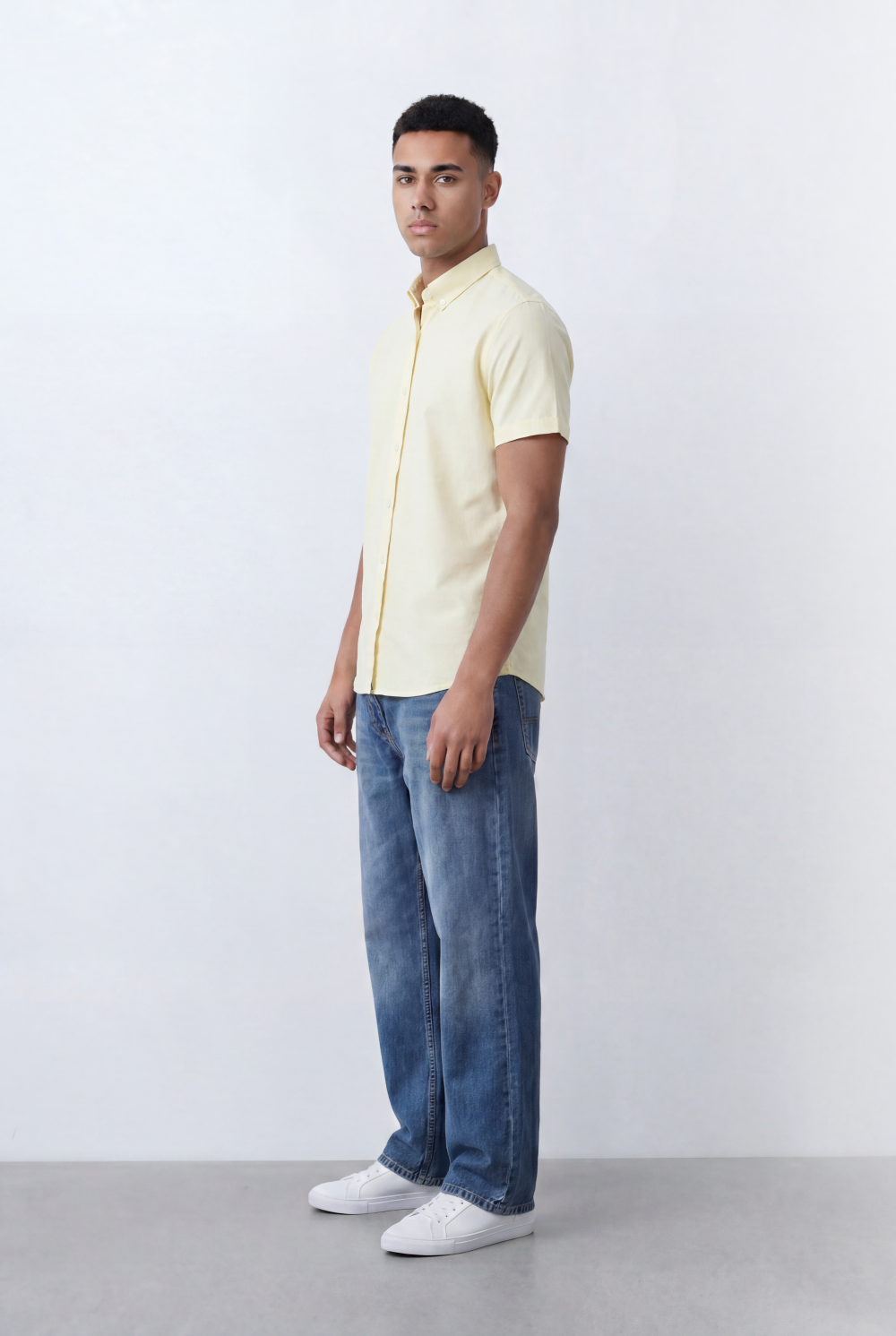 Men’s Tomato Store Oxford Slim Fit Shirt Short Sleeve Button Down Collar Lightweight Breathable Fabric
