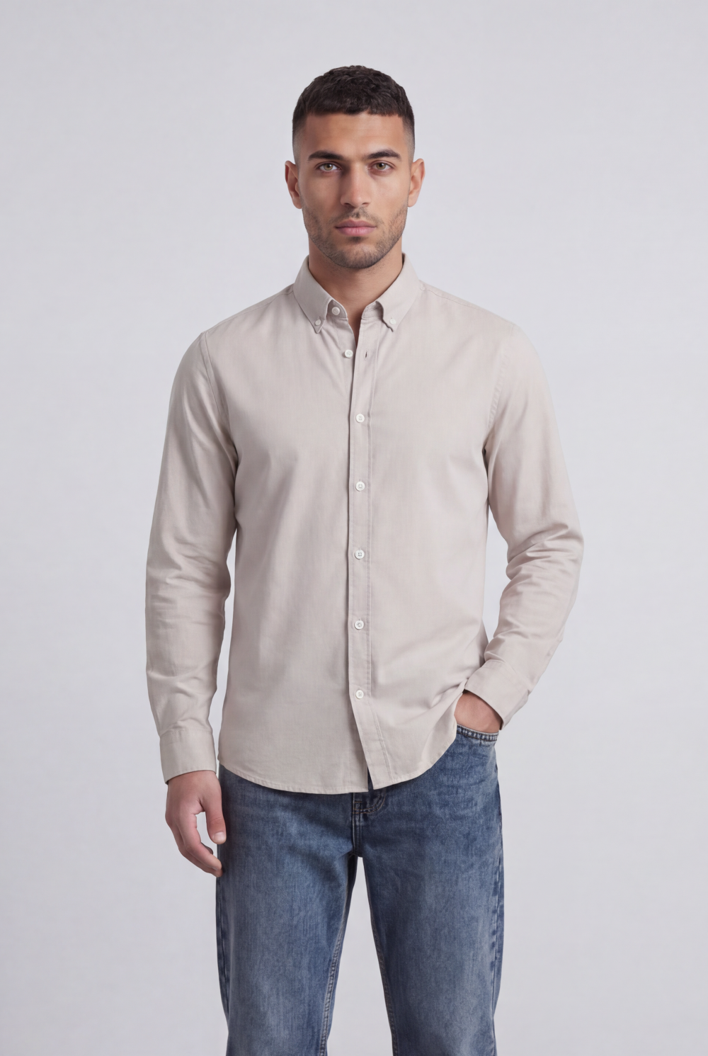 Men’s Tomato Store Clean Surface Oxford Shirt With Button Front Plain Weave Texture Smooth Compact Finish
