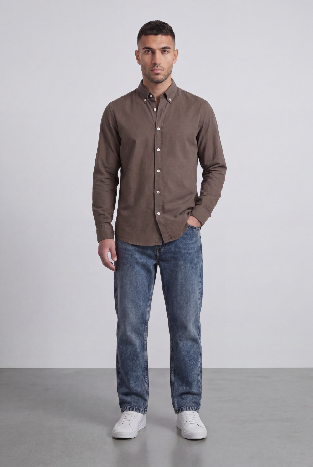 Men’s Tomato Store Clean Surface Oxford Shirt With Button Front Plain Weave Texture Smooth Compact Finish