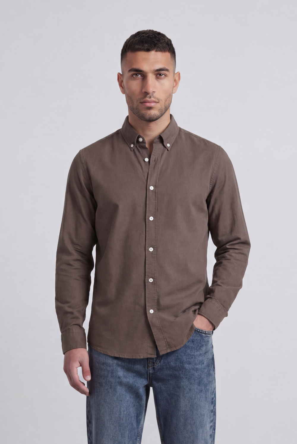 Men’s Tomato Store Clean Surface Oxford Shirt With Button Front Plain Weave Texture Smooth Compact Finish