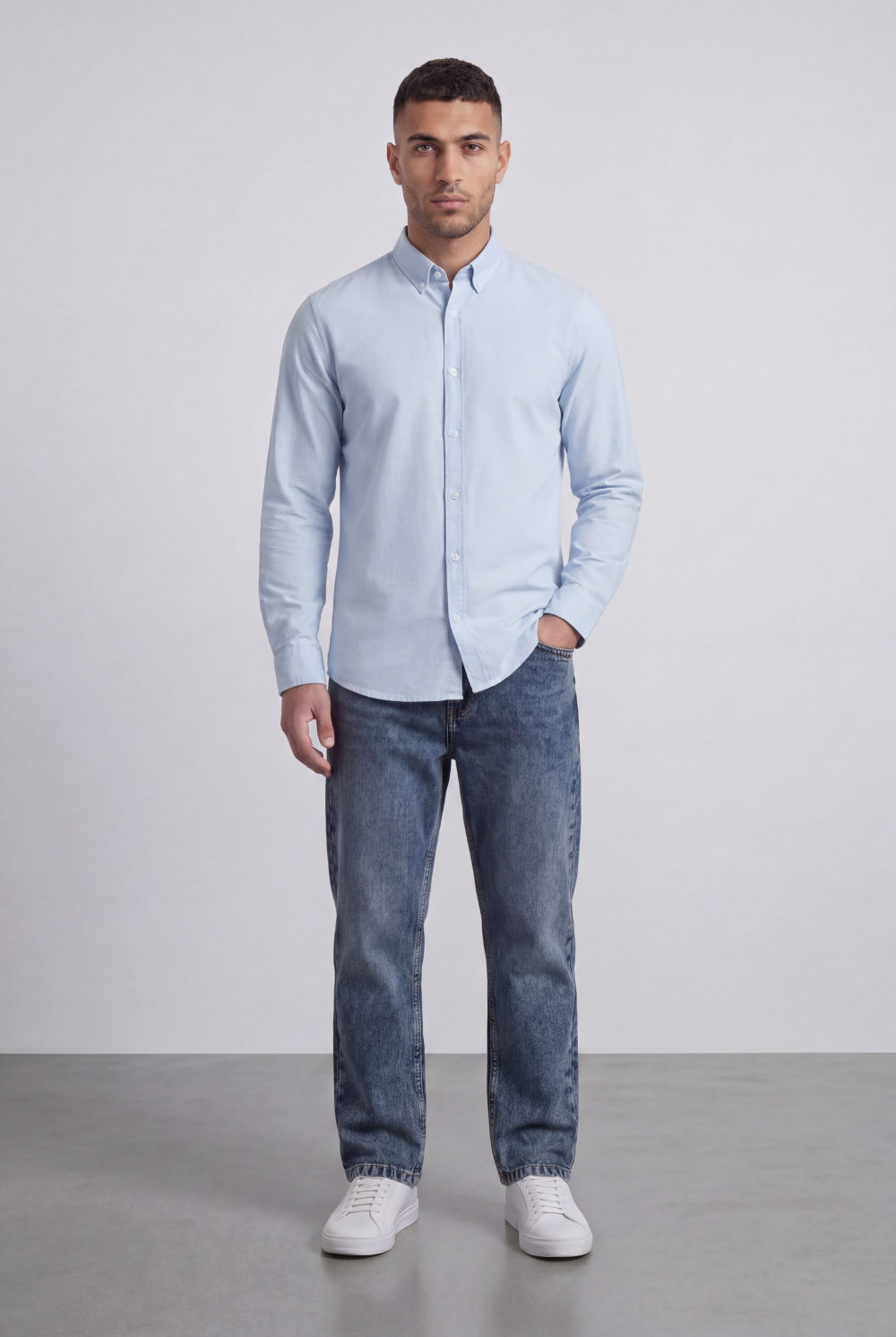 Men’s Tomato Store Clean Surface Oxford Shirt With Button Front Plain Weave Texture Smooth Compact Finish