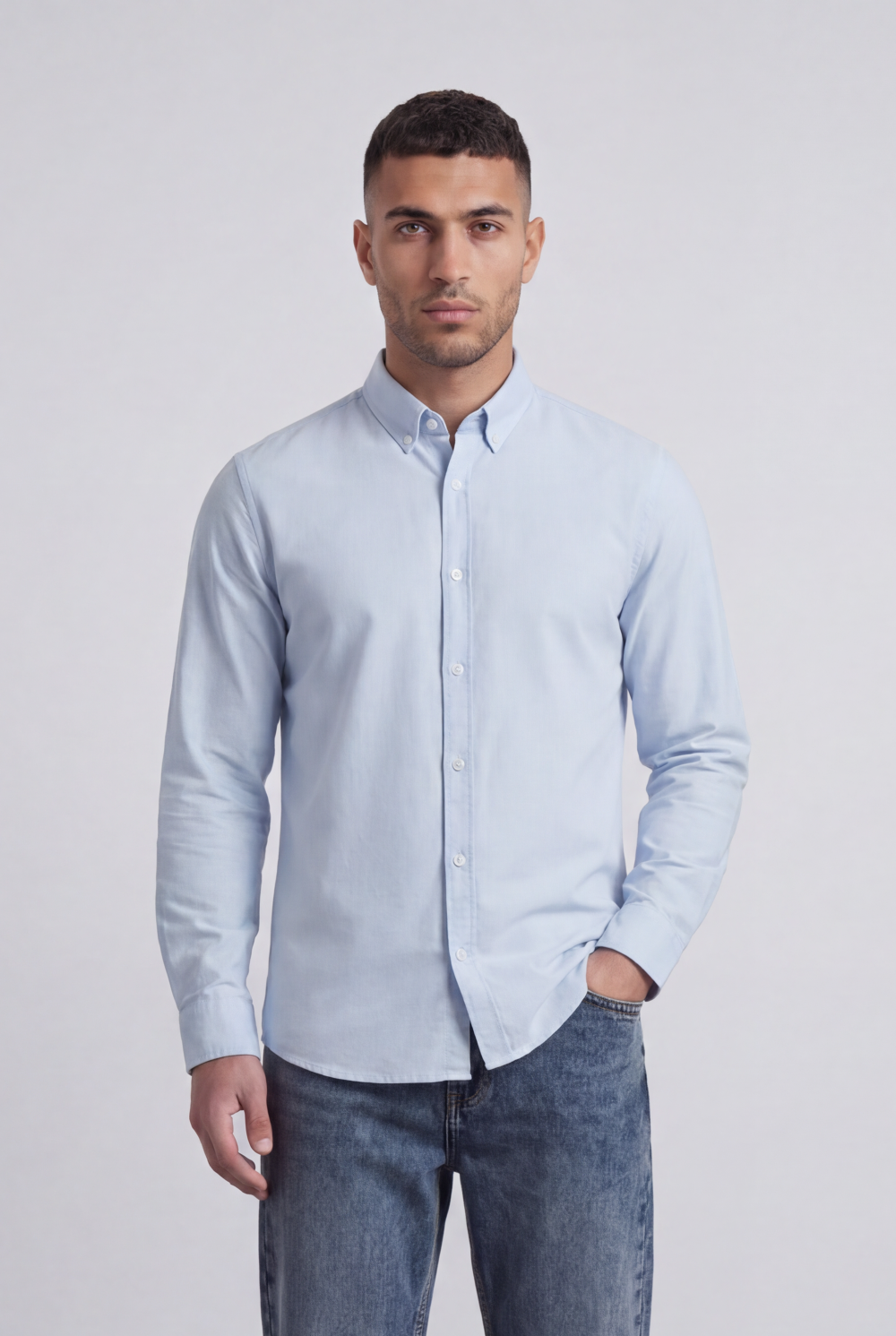 Men’s Tomato Store Clean Surface Oxford Shirt With Button Front Plain Weave Texture Smooth Compact Finish