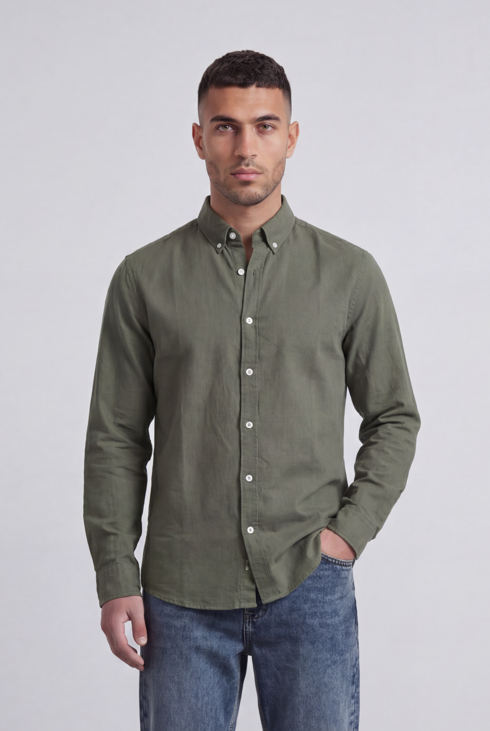 Men’s Tomato Store Clean Surface Oxford Shirt With Button Front Plain Weave Texture Smooth Compact Finish