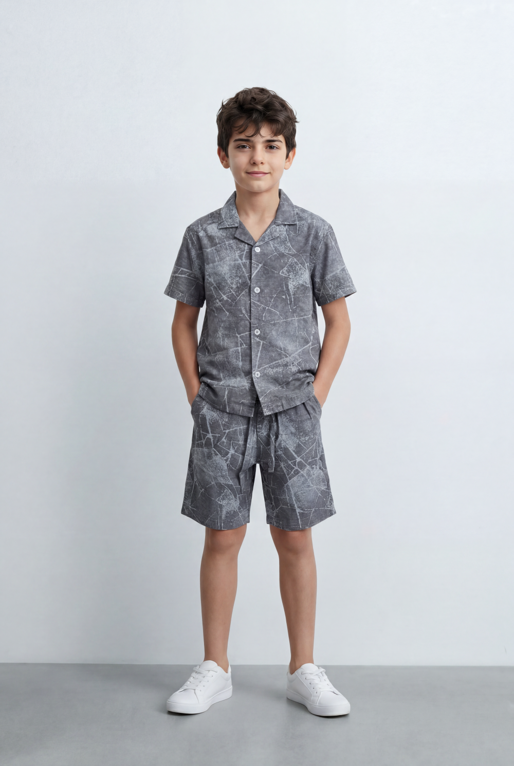 Boy’s Tomato Store Matching Set Coordinated Resort Detailed Abstract All Over Print Outfit