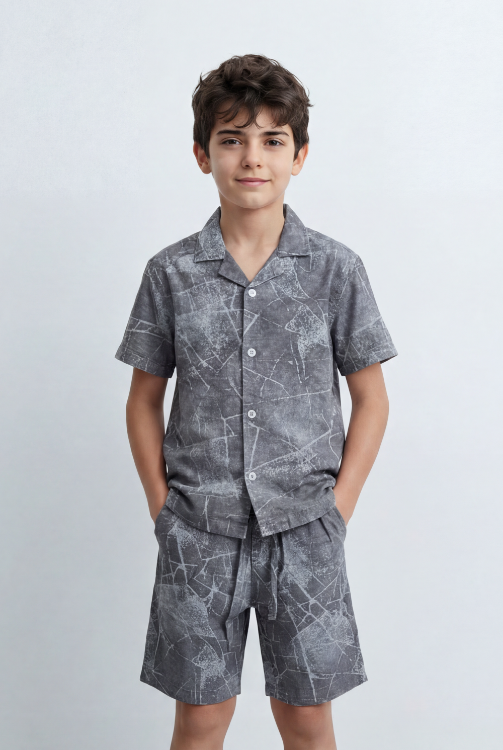 Boy’s Tomato Store Matching Set Coordinated Resort Detailed Abstract All Over Print Outfit