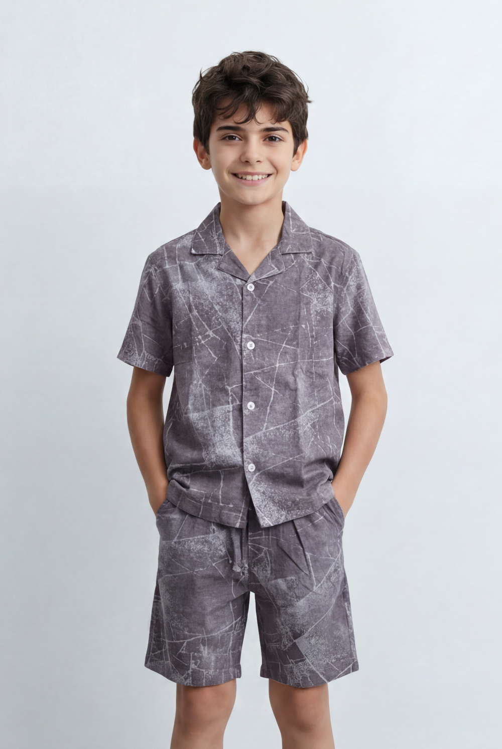 Boy’s Tomato Store Matching Set Coordinated Resort Detailed Abstract All Over Print Outfit