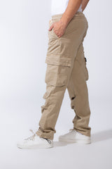 Tomato Store Men's Jogger Cargo Pants Flip Pockets Elasticated Gabardine - Side View