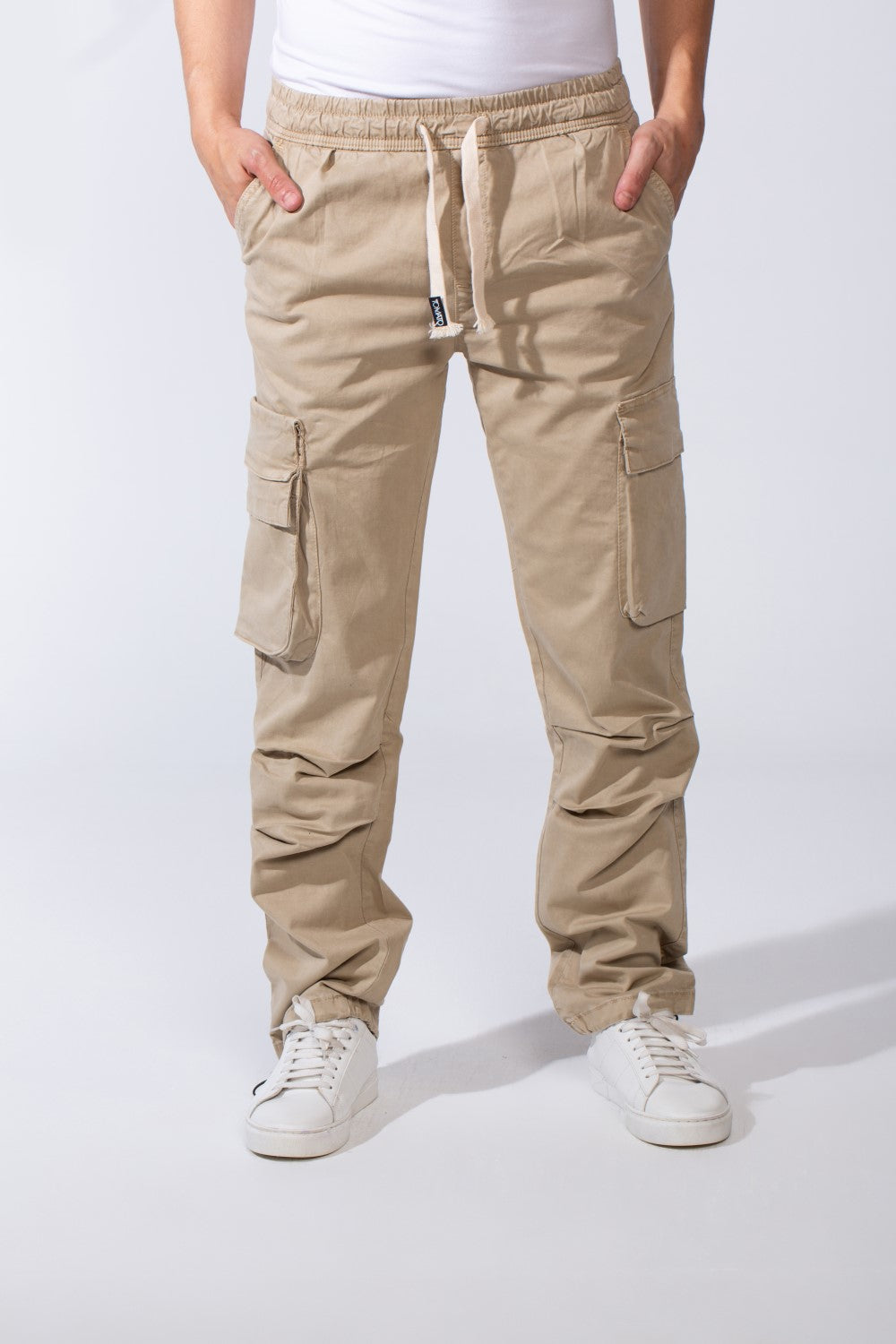 Tomato Store Men's Jogger Cargo Pants Flip Pockets Elasticated Gabardine - Front View