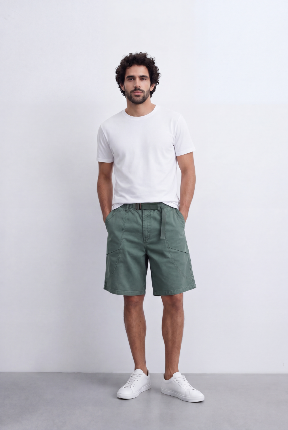 Men's Oversized Fit Gabardine Short Utility Curved Pockets For An Effortless Casual Look Tomato Store