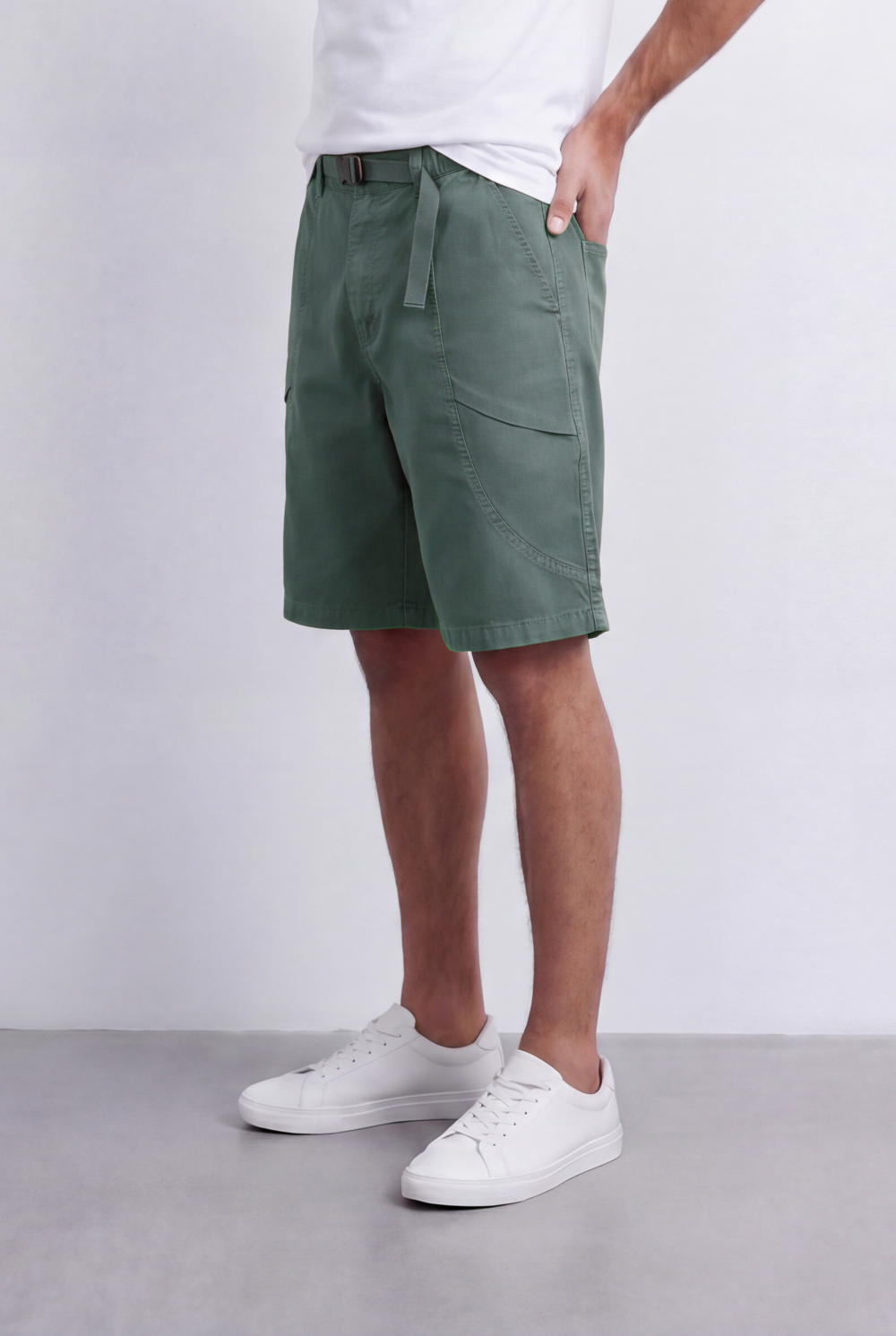 Men's Oversized Fit Gabardine Short Utility Curved Pockets For An Effortless Casual Look Tomato Store