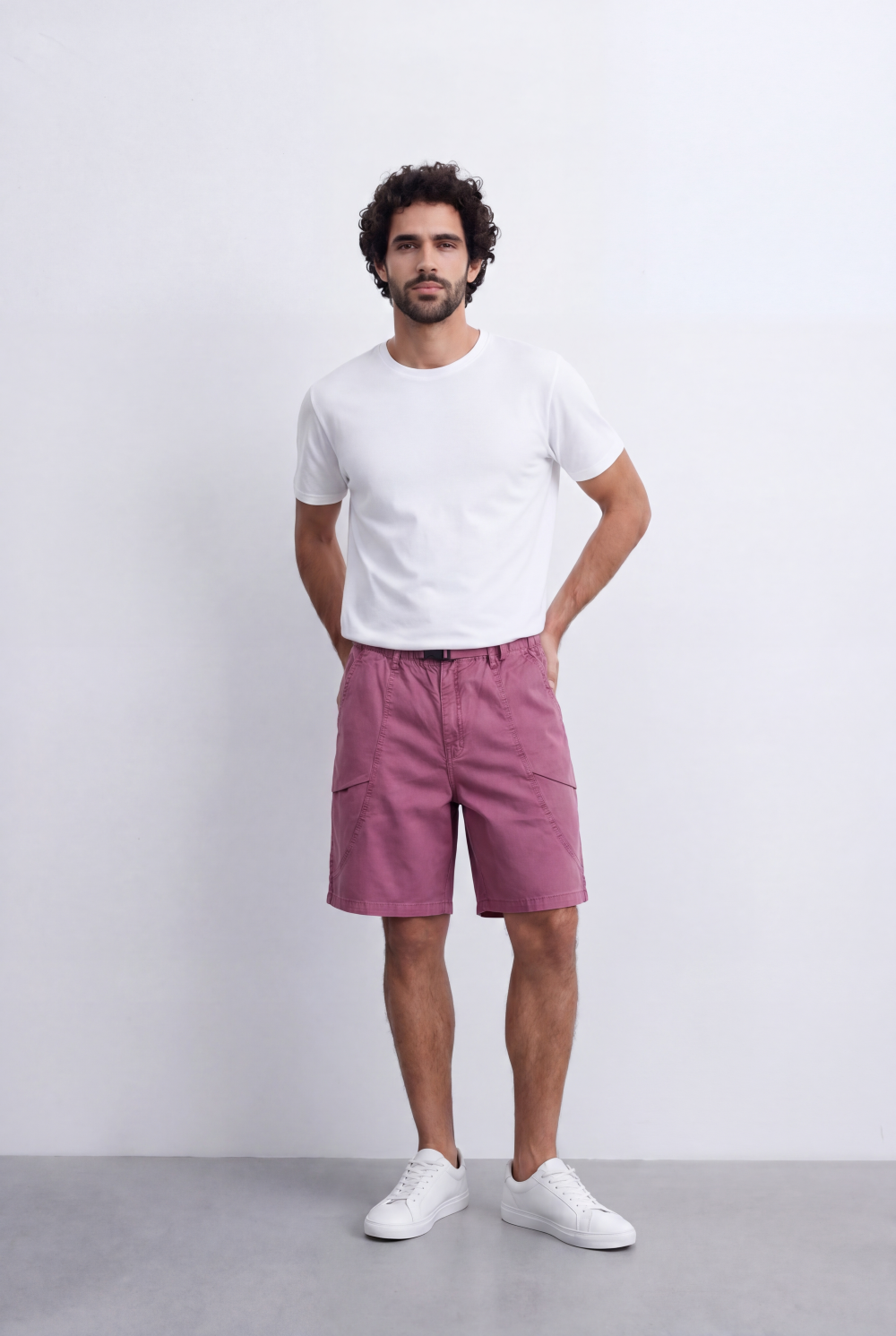 Men's Oversized Fit Gabardine Short Utility Curved Pockets For An Effortless Casual Look Tomato Store