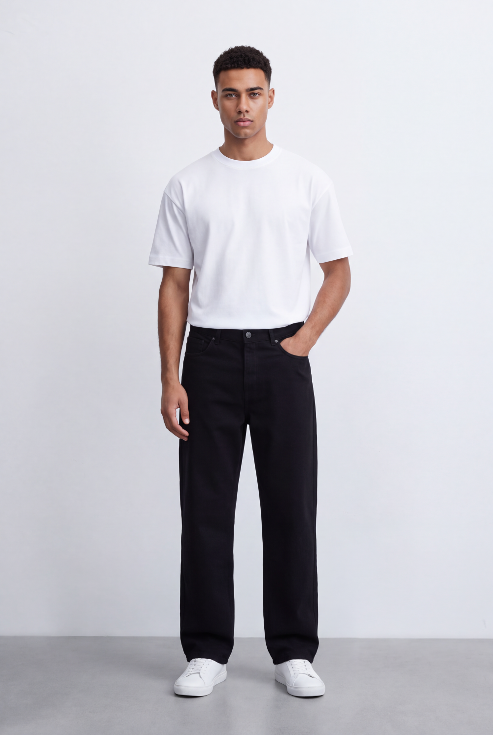 Men's Tomato Store Washed Denim Pants Classic Five-Pocket Design Wide Leg