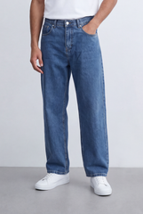 Men's Tomato Store Washed Denim Pants Classic Five-Pocket Design Wide Leg