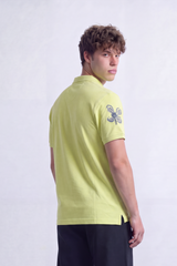Men's Tomato Store Pique Polo T-Shirt Botanical Floral Graphic Chest And Sleeve Detail