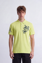 Men's Tomato Store Pique Polo T-Shirt Botanical Floral Graphic Chest And Sleeve Detail