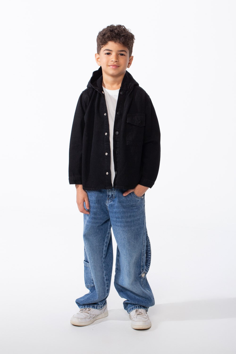 Boy's Hooded Denim Jacket - Box Fit with Snap Buttons – Tomato Store