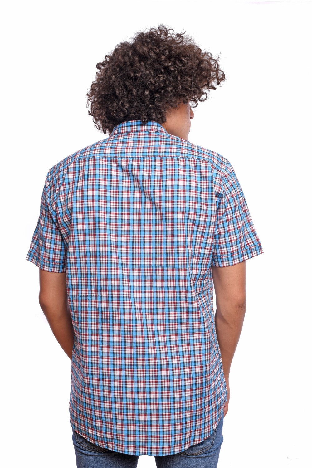 Men's Tomato Store Summer Woven Check Shirt Classic Plaid Pattern Button-Down Collar Short Sleeve Slim Fit