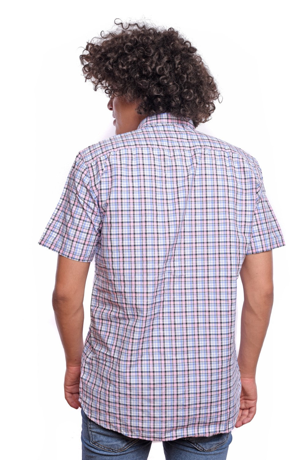 Men's Tomato Store Summer Woven Check Shirt Classic Plaid Pattern Button-Down Collar Short Sleeve Slim Fit