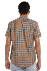 Men's Tomato Store Summer Lightweight Poplin Shirt Mini Check Pattern Short Sleeve Button Front