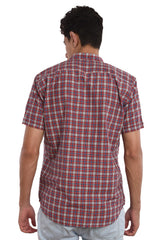 Men's Tomato Store Summer Lightweight Poplin Shirt Mini Check Pattern Short Sleeve Button Front