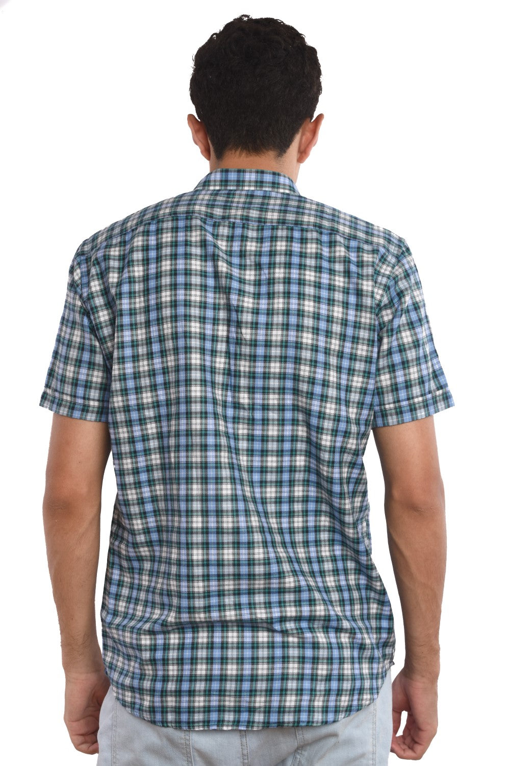 Men's Tomato Store Shirt Mini Check Pattern Short Sleeve Button Front