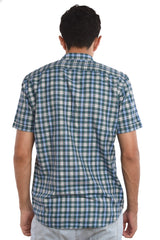 Men's Tomato Store Shirt Mini Check Pattern Short Sleeve Button Front