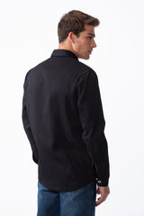 Men's Classic Collar Functional Dual Chest Pockets Tailored Long Sleeves Buttoned Cuffs Textured Patterned Fabric Regular Fit Shirt
