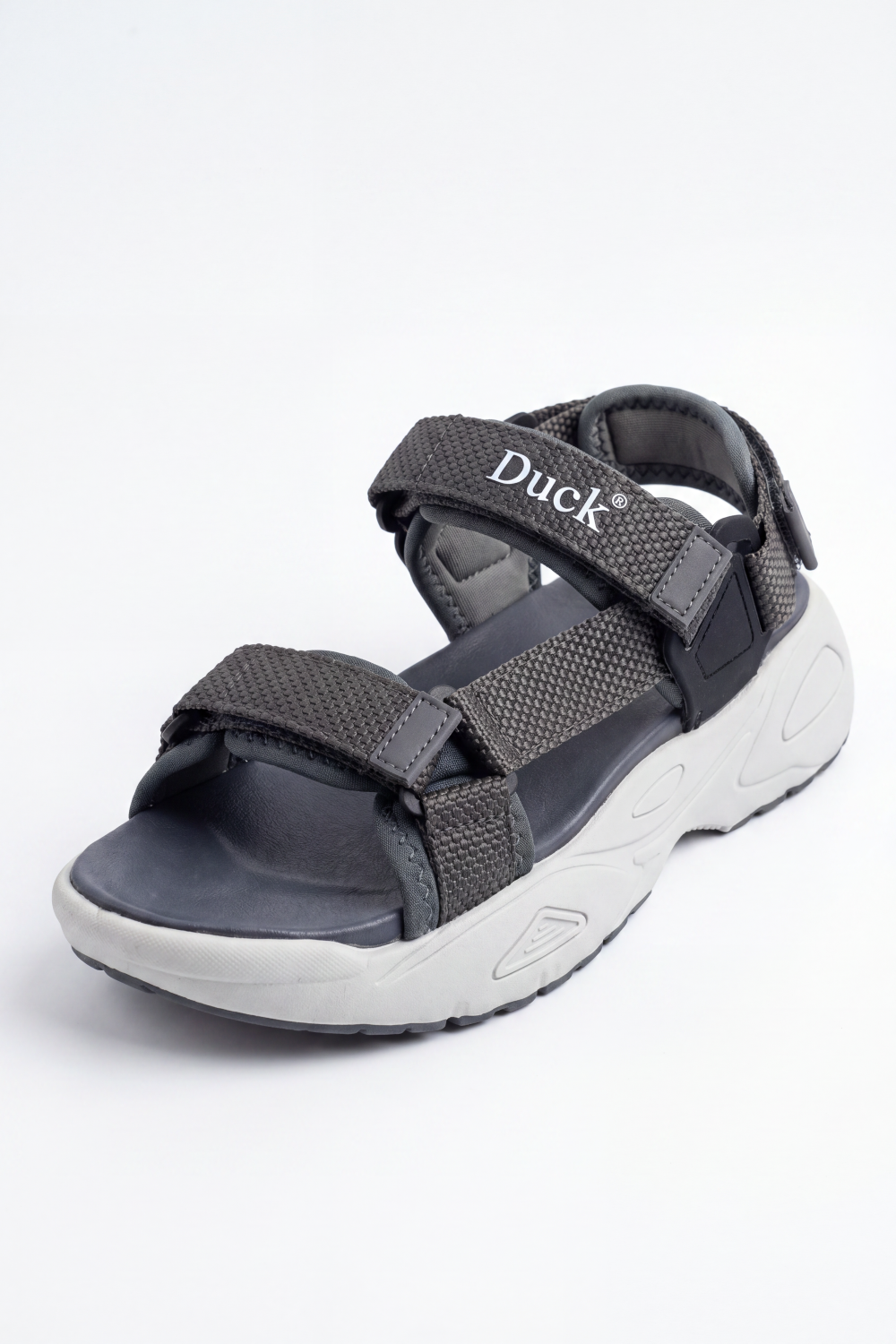 Men’s Tomato Store Grip Trek Duck Sandals Woven Strap Texture Across Adjustable Hook And Loop Bands Logo Detail