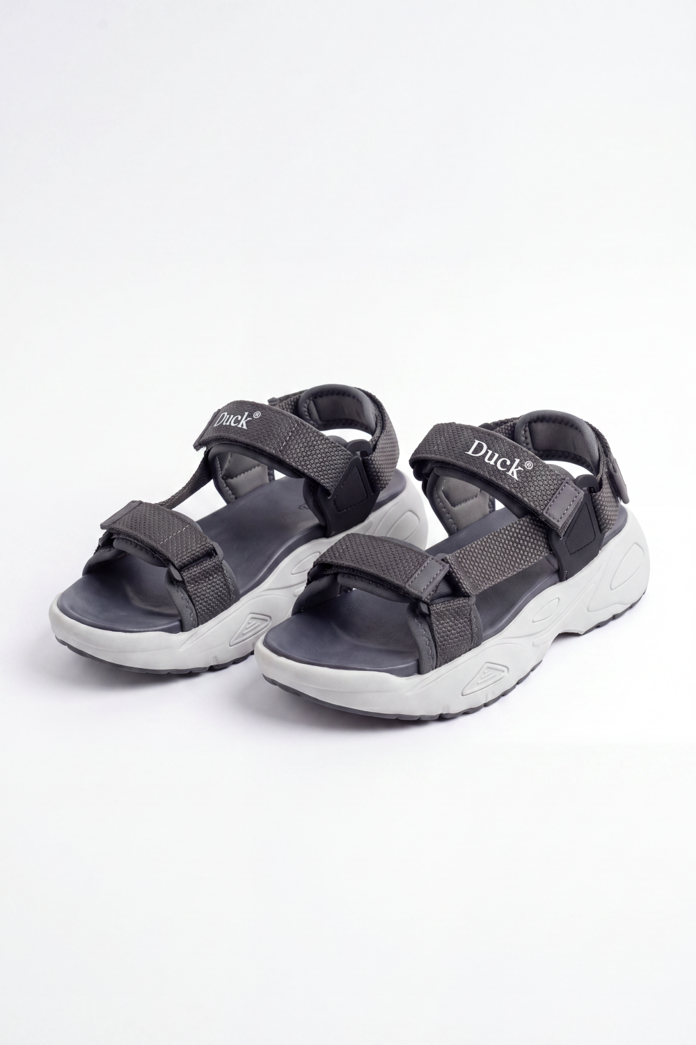 Men’s Tomato Store Grip Trek Duck Sandals Woven Strap Texture Across Adjustable Hook And Loop Bands Logo Detail