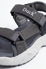 Men’s Tomato Store Grip Trek Duck Sandals Woven Strap Texture Across Adjustable Hook And Loop Bands Logo Detail