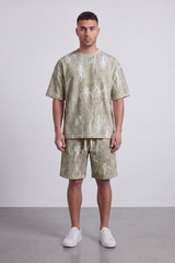 Men's Tomato Store Washed Co-Ord Set Abstract Brush Effect Soft Textured Finish Relaxed Fit Outfit