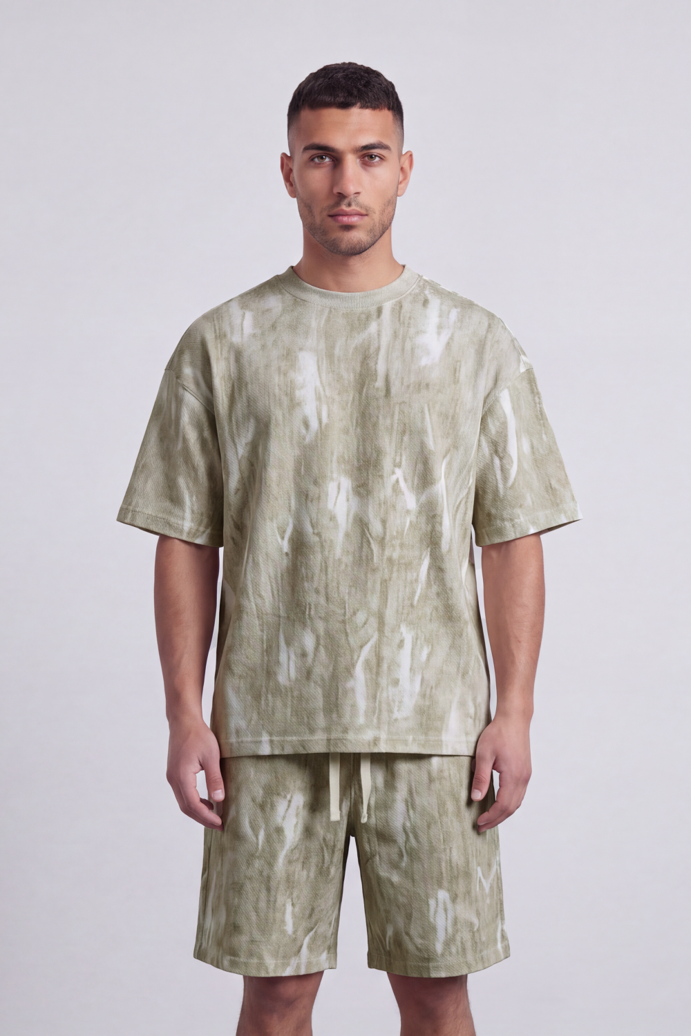 Men's Tomato Store Washed Co-Ord Set Abstract Brush Effect Soft Textured Finish Relaxed Fit Outfit