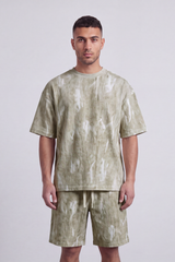Men's Tomato Store Washed Co-Ord Set Abstract Brush Effect Soft Textured Finish Relaxed Fit Outfit
