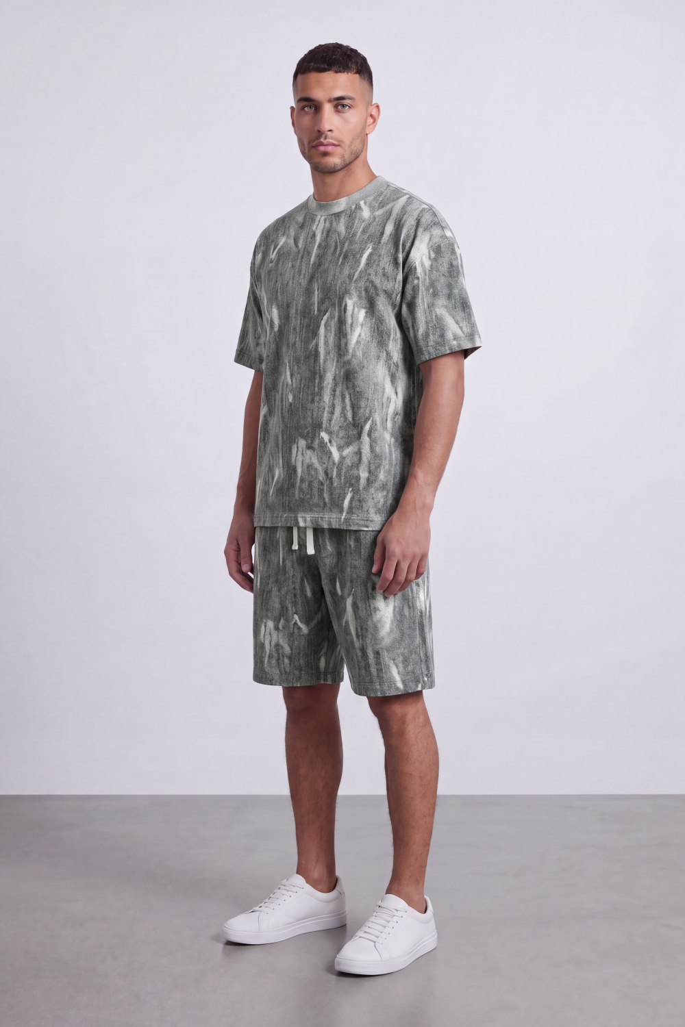 Men's Tomato Store Washed Co-Ord Set Abstract Brush Effect Soft Textured Finish Relaxed Fit Outfit