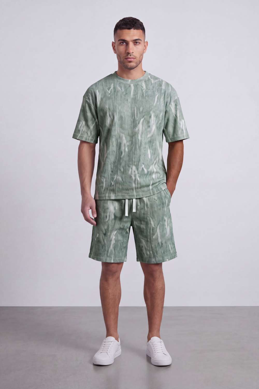 Men's Tomato Store Washed Co-Ord Set Abstract Brush Effect Soft Textured Finish Relaxed Fit Outfit