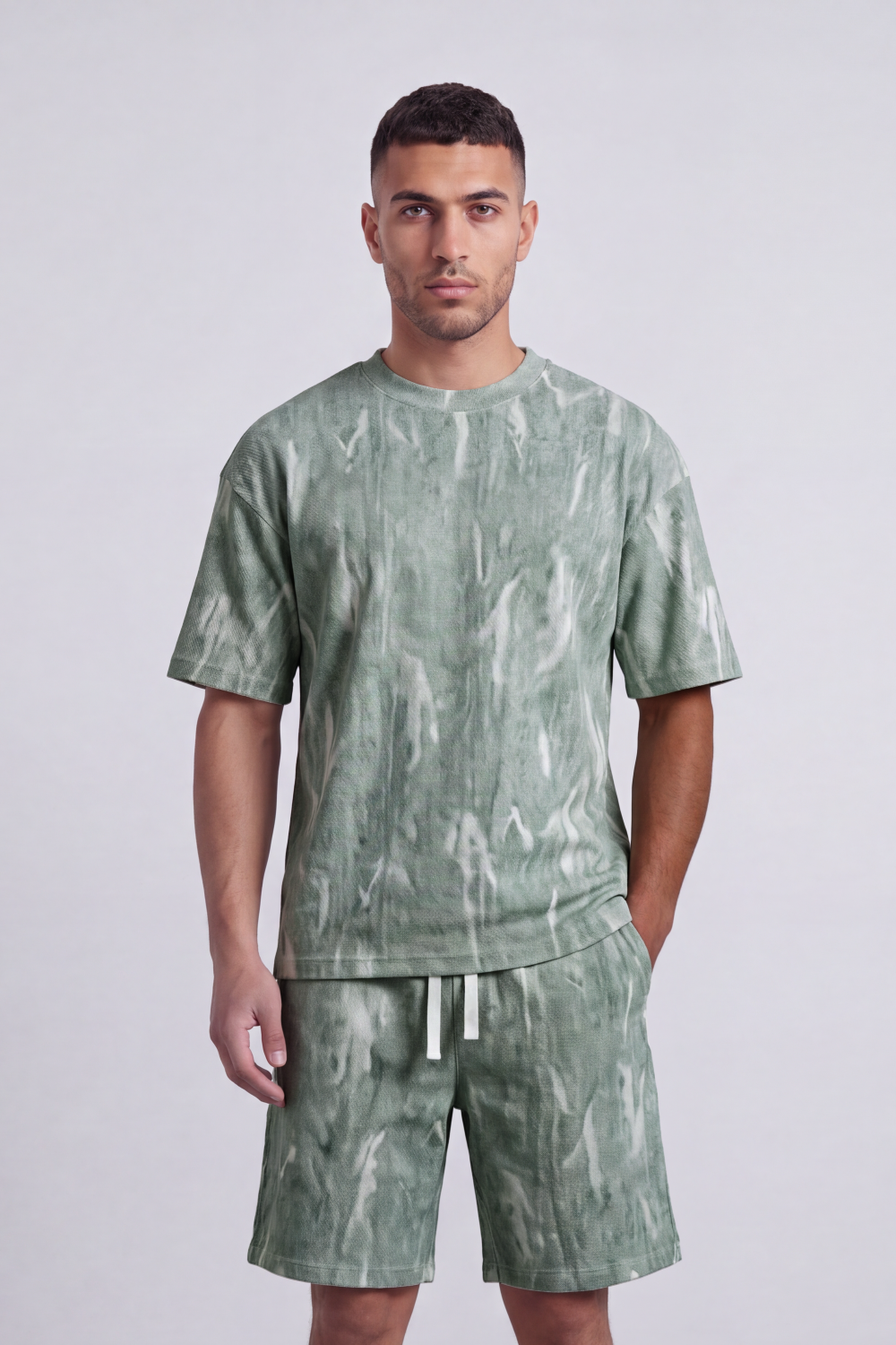 Men's Tomato Store Washed Co-Ord Set Abstract Brush Effect Soft Textured Finish Relaxed Fit Outfit