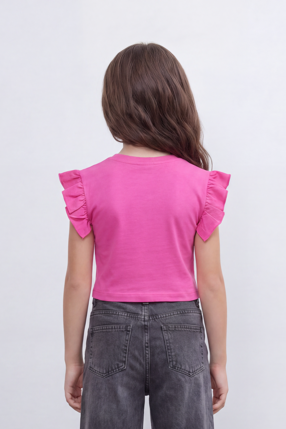Girl's Tomato Store Cherry Pop Cropped T-Shirt Scattered Mini Cherry Artwork On Clean Plain