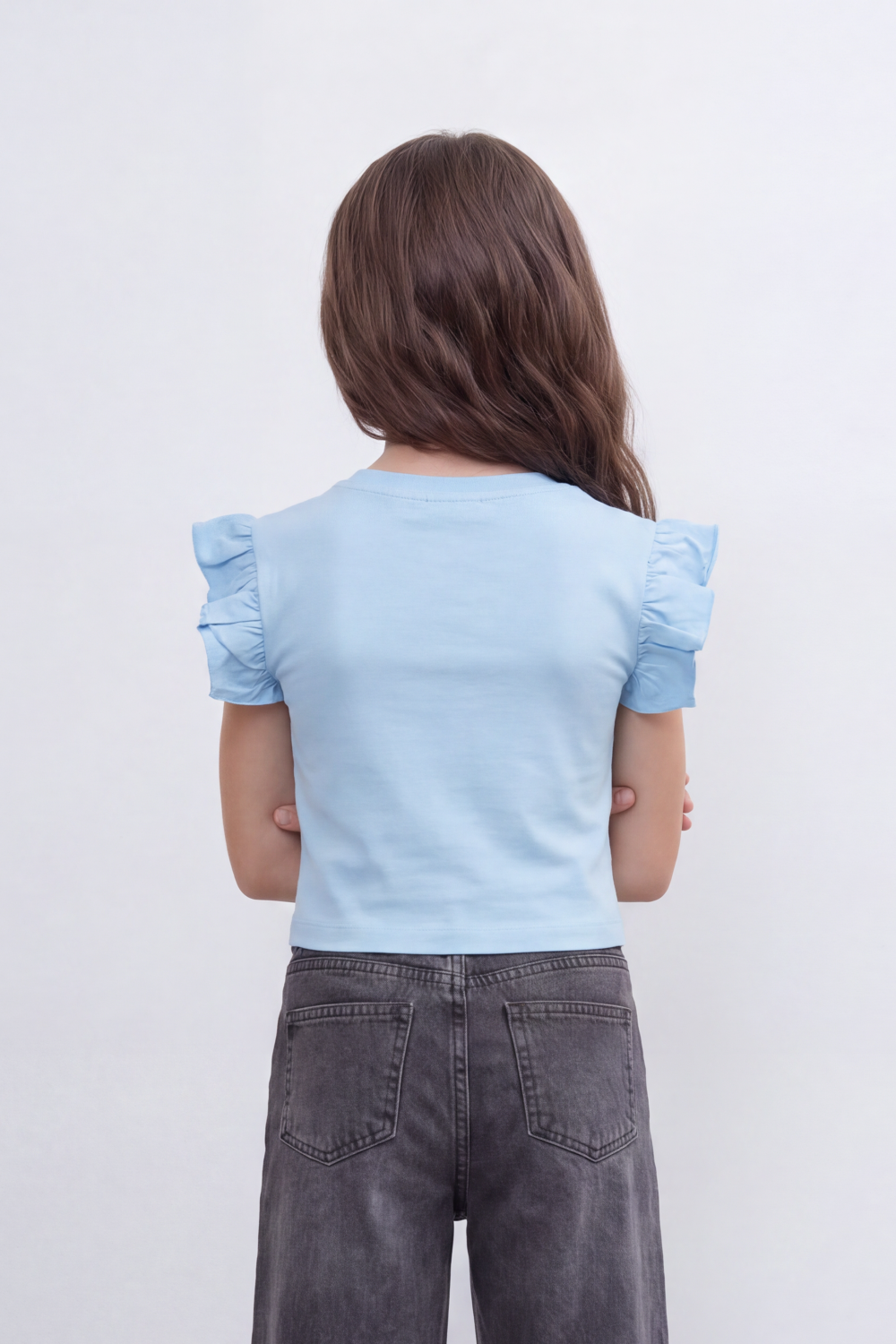 Girl's Tomato Store Cherry Pop Cropped T-Shirt Scattered Mini Cherry Artwork On Clean Plain