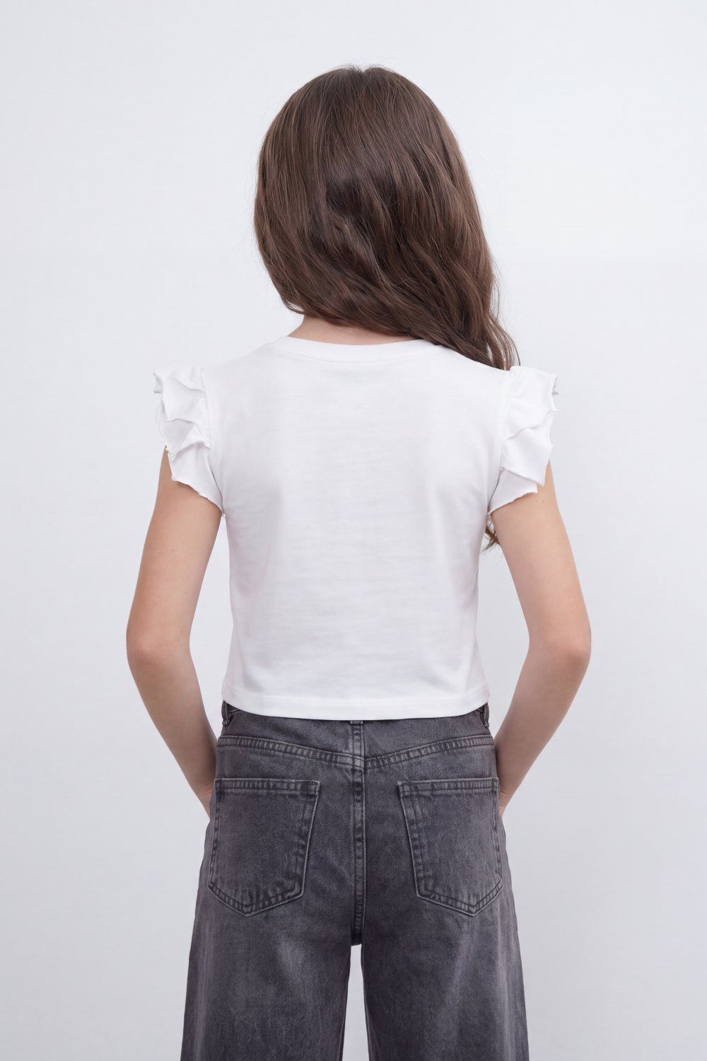 Girl's Tomato Store Cherry Pop Cropped T-Shirt Scattered Mini Cherry Artwork On Clean Plain