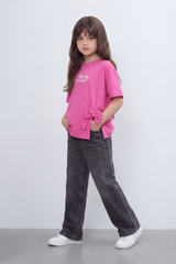 Girl's Tomato Store T-Shirt Pretty Souls Bow Knot Detail Oversize
