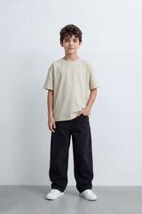 Boy's Tomato Store Freedom Note T-Shirt Soft Washed Surface Plain Front Back Mini Statement Typography Patch Oversized