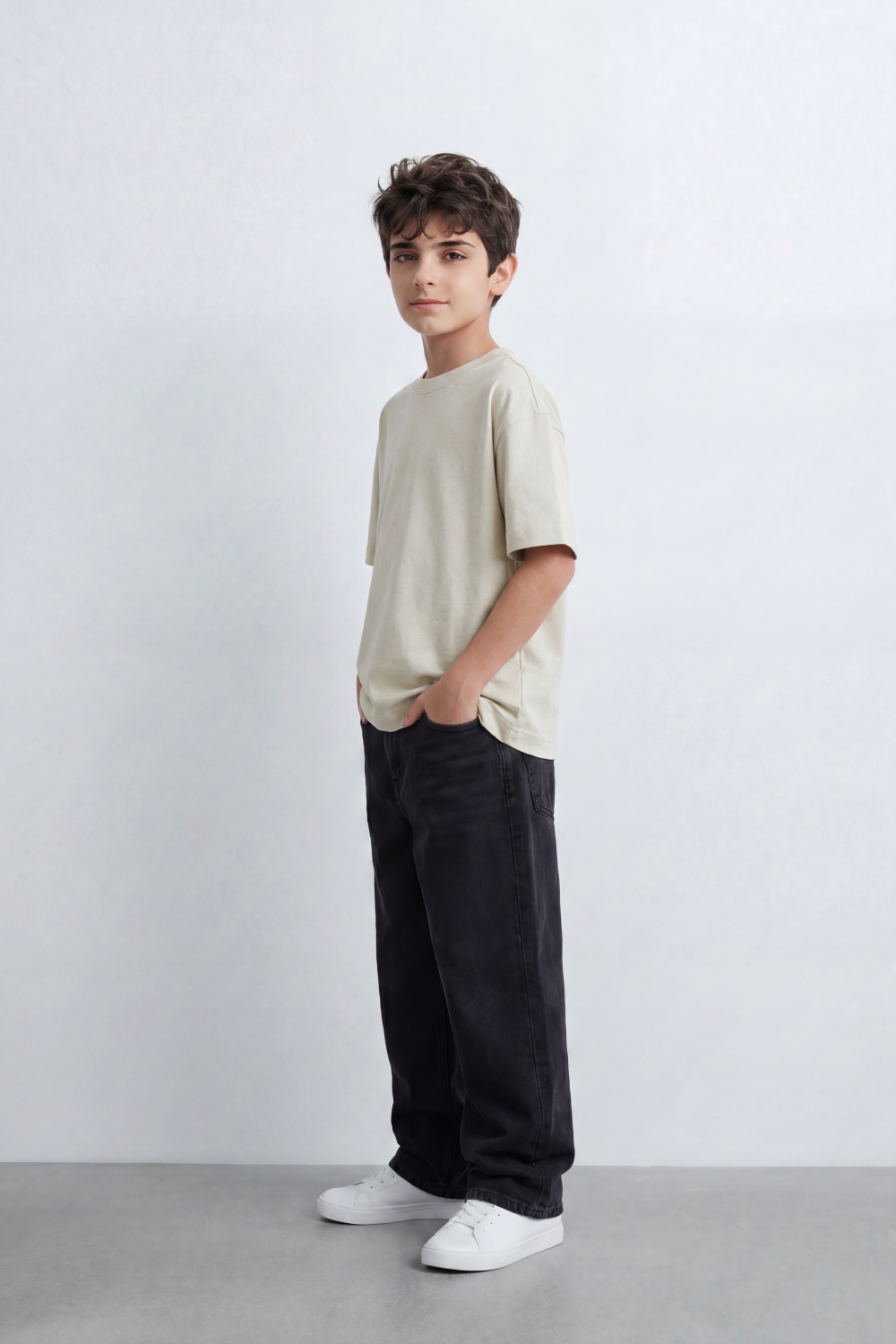 Boy's Tomato Store Freedom Note T-Shirt Soft Washed Surface Plain Front Back Mini Statement Typography Patch Oversized