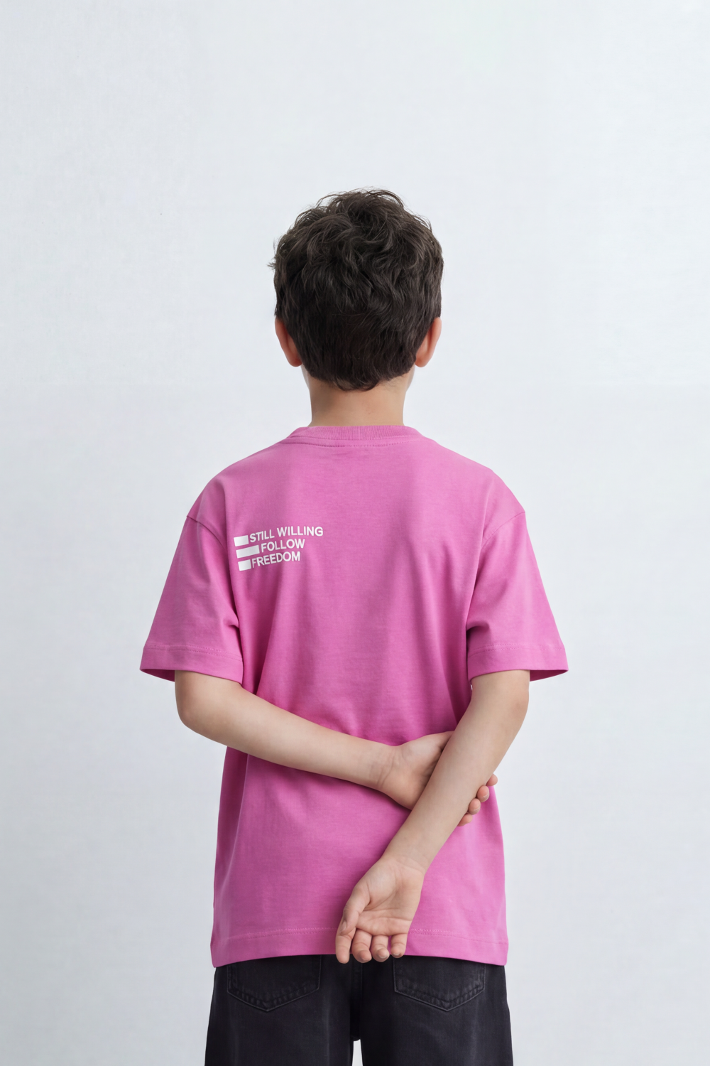 Boy's Tomato Store Freedom Note T-Shirt Soft Washed Surface Plain Front Back Mini Statement Typography Patch Oversized