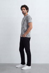 Men’s Tomato Store Vertical Fade T-Shirt Washed Stripe Texture Runs Down Body Tonal Speckle Grain Detail Regular