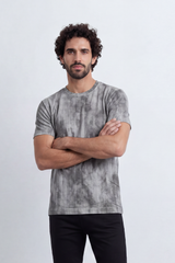 Men’s Tomato Store Vertical Fade T-Shirt Washed Stripe Texture Runs Down Body Tonal Speckle Grain Detail Regular