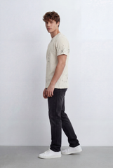 Men’s Tomato Store Textured Waffle T-Shirt With Washed Distress Effect Crew Neck Relaxed Fit