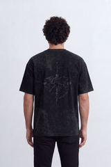 Men's Tomato Store Washed Relaxed T-Shirt Vintage Distressed Effect Minimal Direction Chest Detail