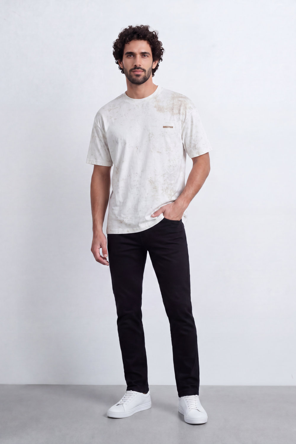 Men's Tomato Store Washed Relaxed T-Shirt Vintage Distressed Effect Minimal Direction Chest Detail