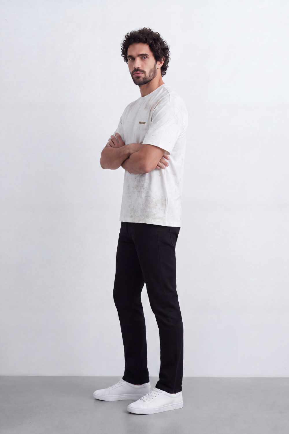 Men's Tomato Store Washed Relaxed T-Shirt Vintage Distressed Effect Minimal Direction Chest Detail